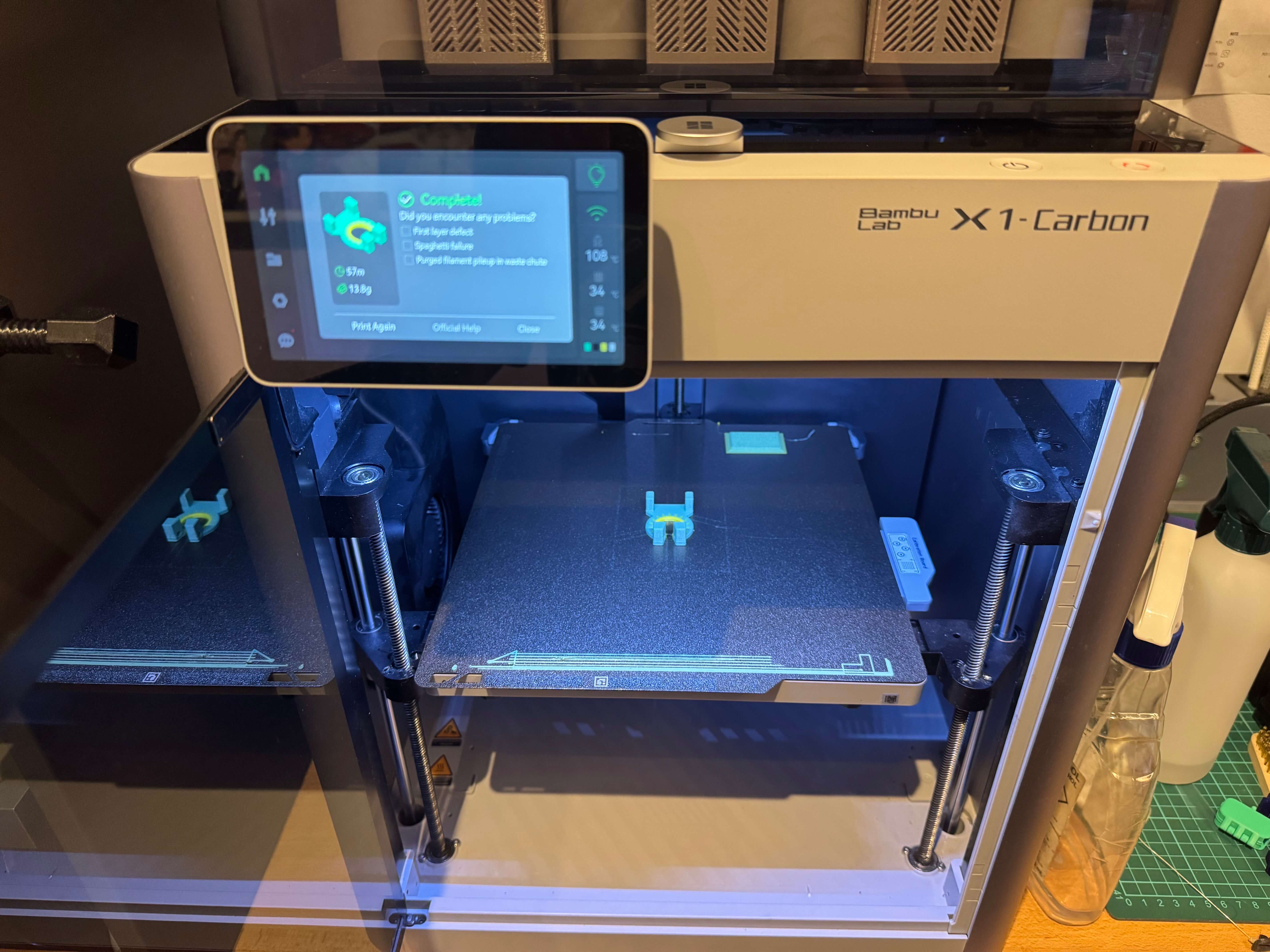 Freshly printed part on the build plate